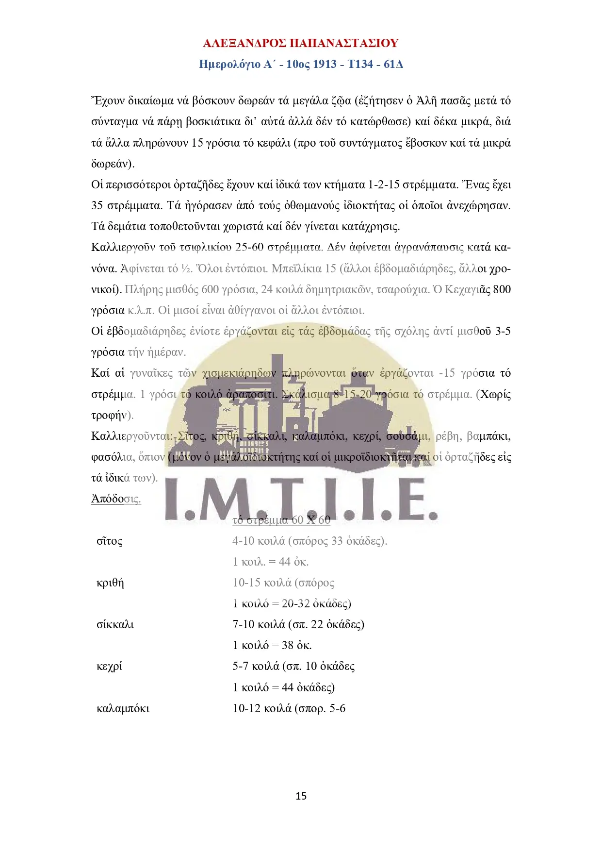 Ημερολόγιο Α΄10ος 1913 - Τ134 - 61Δ-15