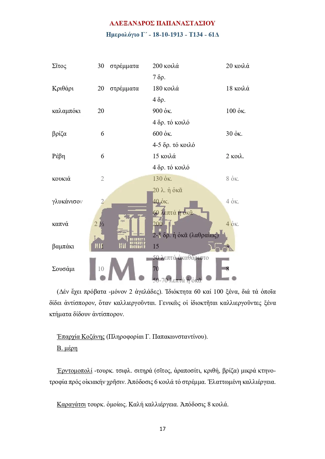 Ημερολόγιο Γ΄18-10-1913 - Τ134 - 61Δ-17